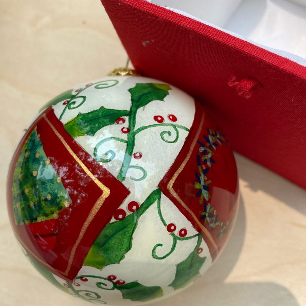 Festive Holiday Ornament with Holly Design